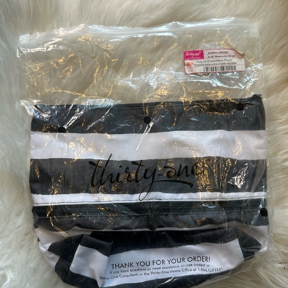 Thirty-One Watercolor Stripe Expandable Pouch - Picture 5 of 6